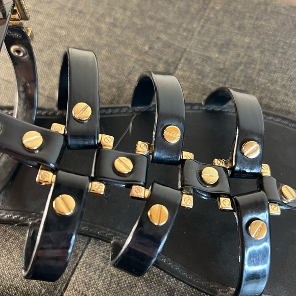 Tory Burch Black gladiator Sandals with Gold Studs - Picture 3 of 6